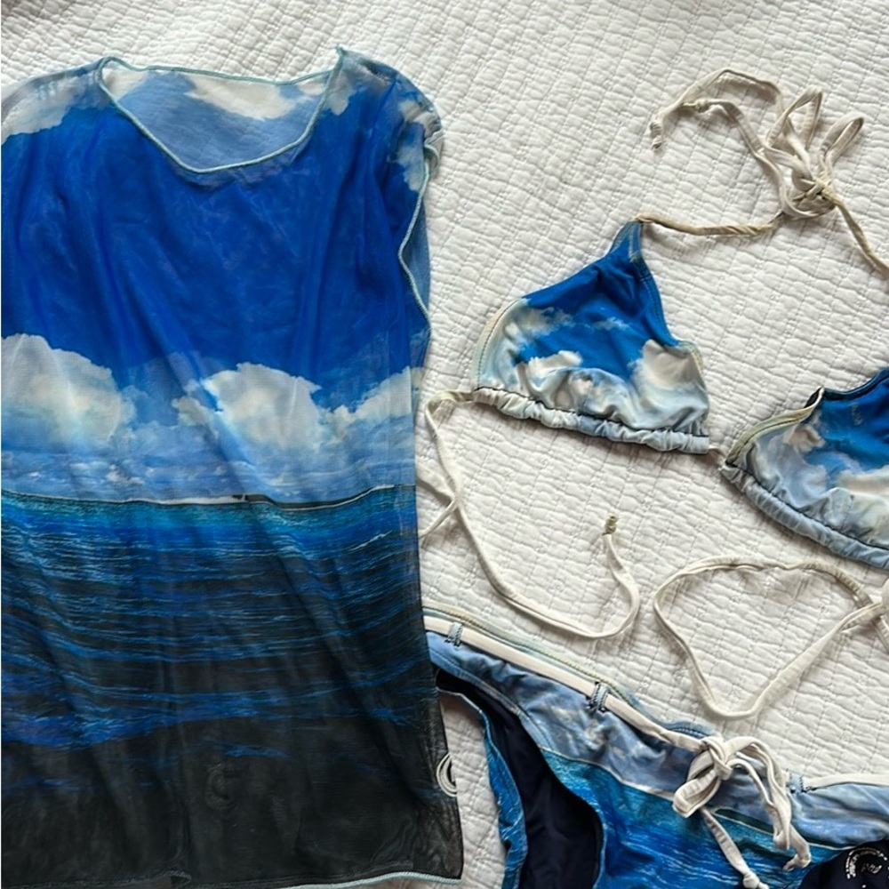 Blue Ocean Print Bikini Set